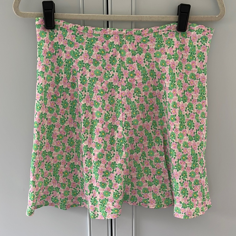 Zara pink and green floral mini skirt